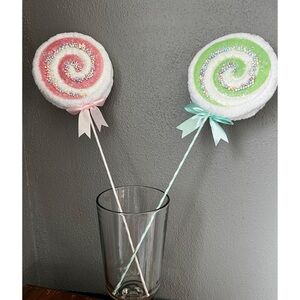 Christmas Candy Pair of Oversized Lollipop Picks  Christmas Candy land